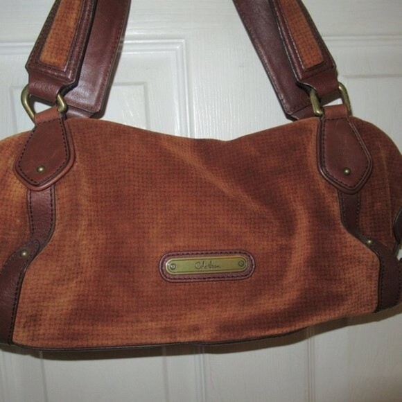Cole Haan Suede Leather Shoulder Purse Brown - Picture 2 of 9